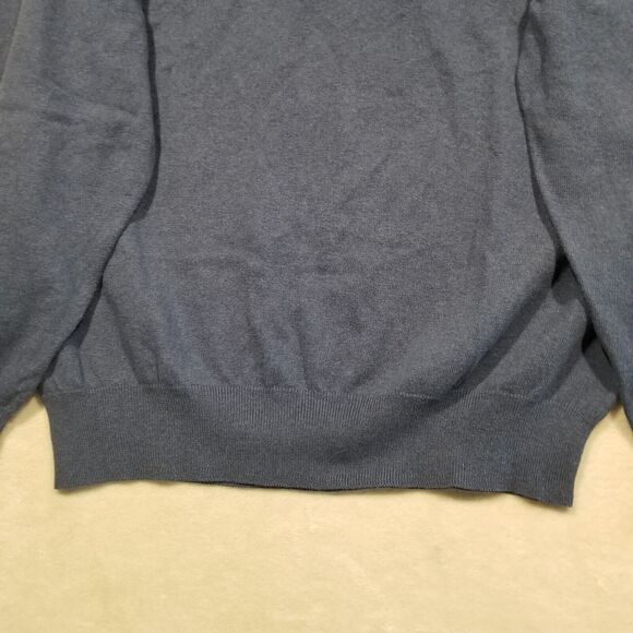 Orvis Sweater Mens Large  Slate Blue V Neck Pullover Cotton Cashmere Blend - Picture 2 of 9